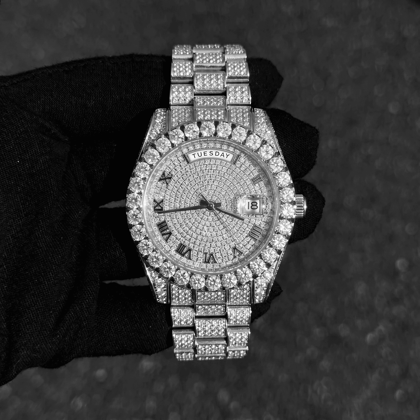 Men's 41mm Iced Out Moissanite Stainless Steel Watch - Automatic Movement