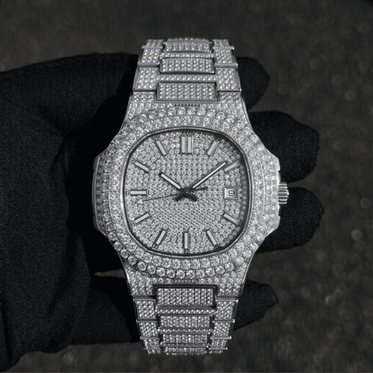 Men's 42mm Iced Out Octagon Moissanite Stainless Steel Watch - Automatic Movement
