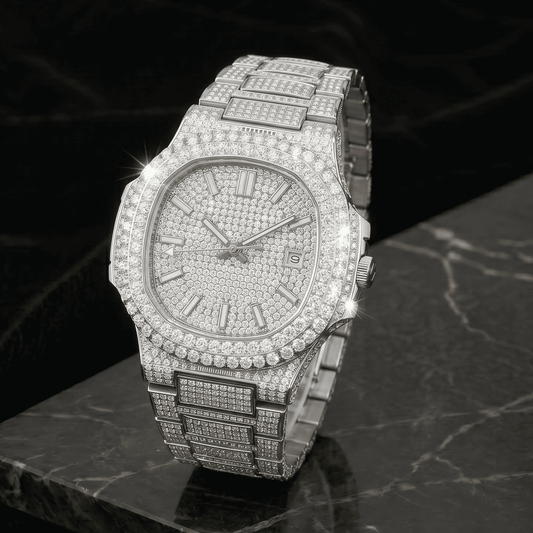Men's 42mm Iced Out Octagon Moissanite Stainless Steel Watch - Automatic Movement