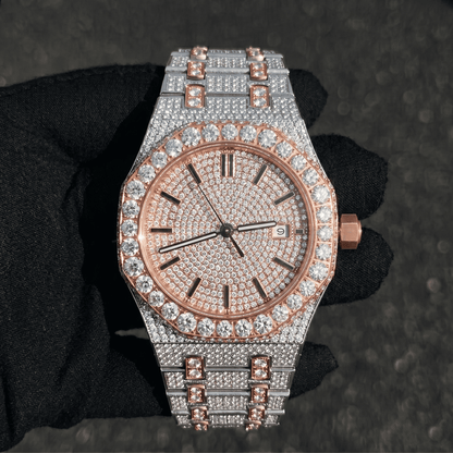 Men's 42mm Iced Out Moissanite Stainless Steel Watch - Octagon Shape, Automatic Movement