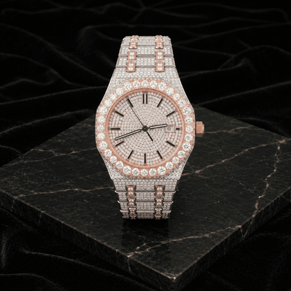 Men's 42mm Iced Out Moissanite Stainless Steel Watch - Octagon Shape, Automatic Movement