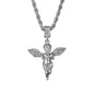 Iced Medium Angel Pendant with 4mm Rope Chain 24" - HC-108*