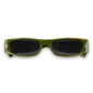 Green sunglasses with black lenses on a white background