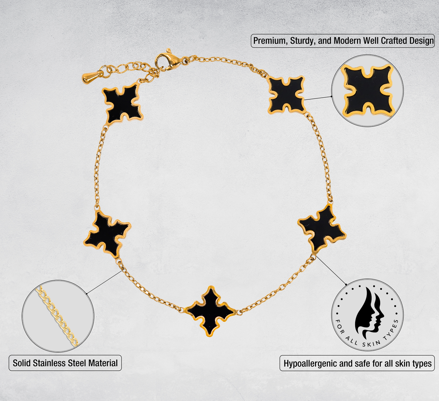 15mm Stainless Steel Cross Bracelet - SSBR-301