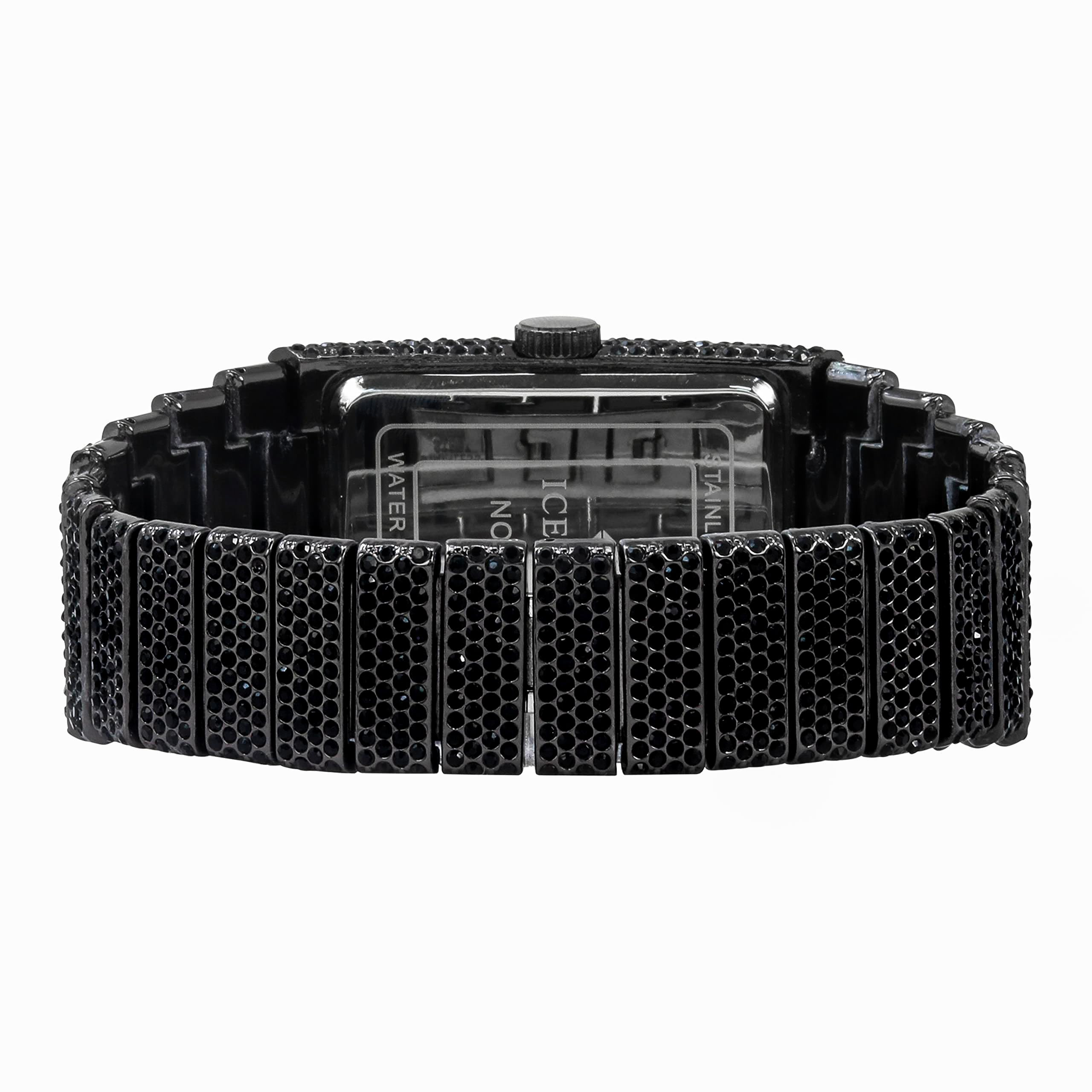 Men's Square Chandelier Watch 40mm Black - Fully Iced Band