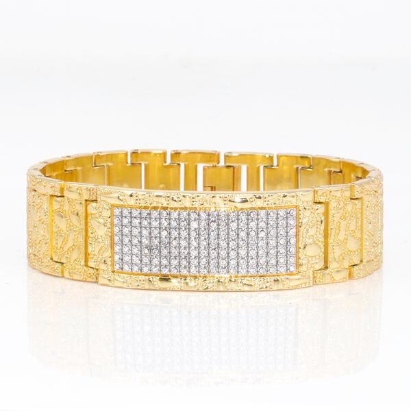 22mm Nugget Bracelet W/ Iced Tag - HBR-122