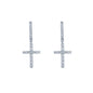 Moissanite cross drop cluster earrings in sterling silver with sparkling round diamonds.