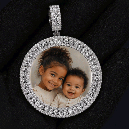 Iced Out 3.9CT Moissanite Photo Pendant in Premium Sterling Silver