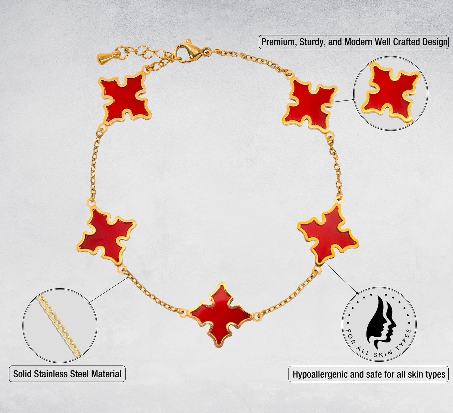 15mm Stainless Steel Cross Bracelet - SSBR-303