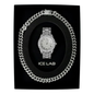 Silver-tone watch and Cuban chain gift set WCH-121