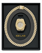 Gold-tone watch and Cuban chain gift set WCH-206-9993B-SB