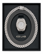 Silver-tone watch and Cuban chain gift set WCH-206-9993B-SB