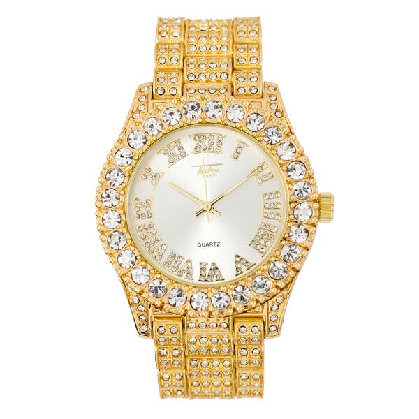 Men's Round Iced Out Watch 44mm Two-Tone - Roman Dial