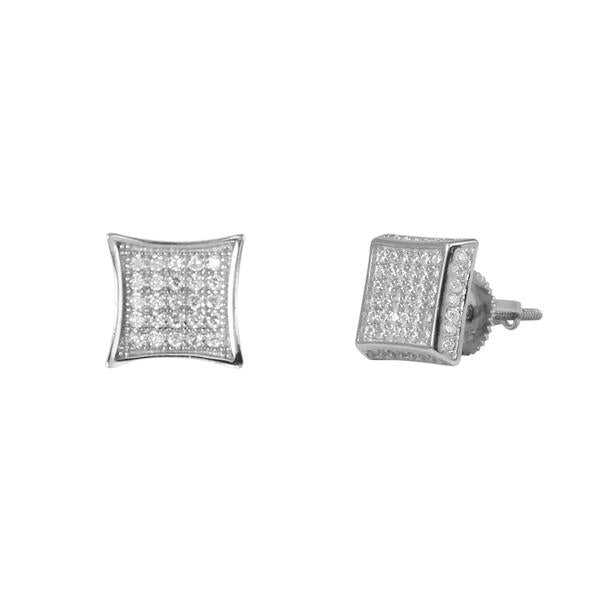 8mm Iced Square Earrings