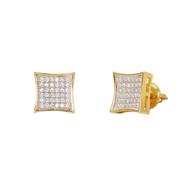 10mm Iced Out Square Earrings Gold