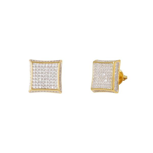7mm Iced Out Square Earrings Gold