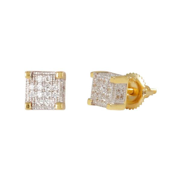 6mm Iced Out Square Earring Gold