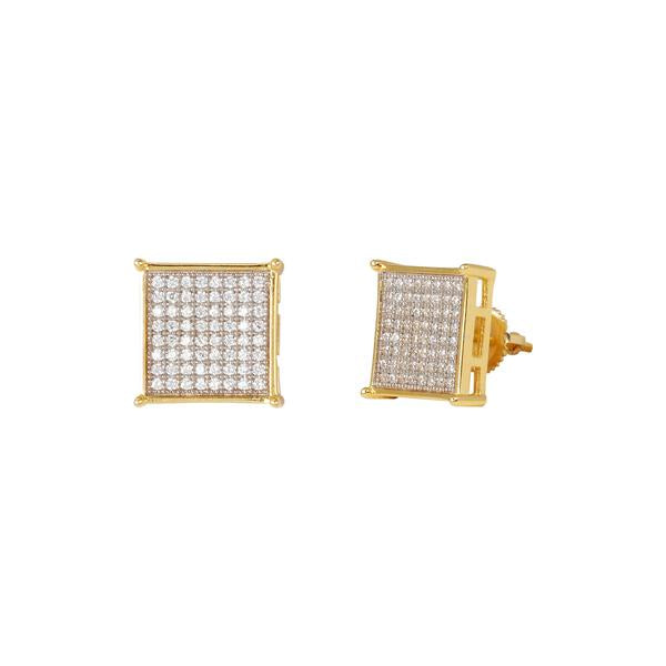 11mm Iced Square Earring Gold