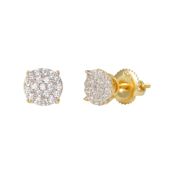 6mm Iced Round Cluster Earrings Gold
