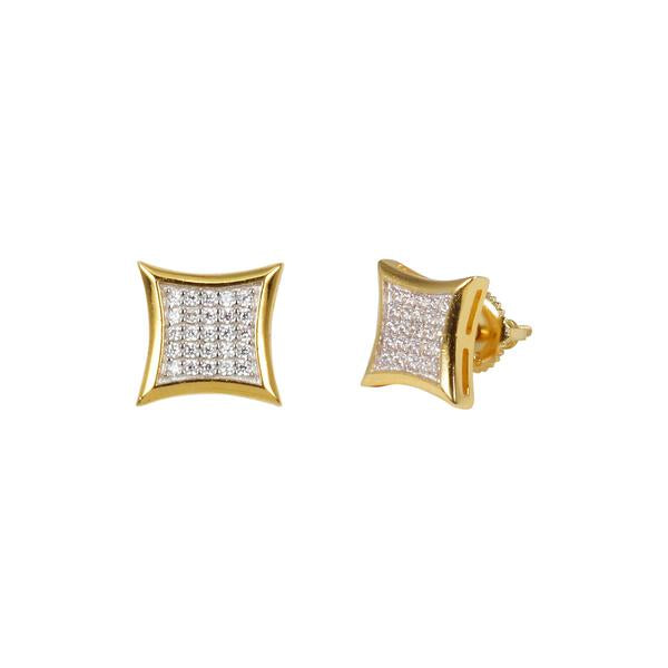 9mm Iced Square Earrings Silver