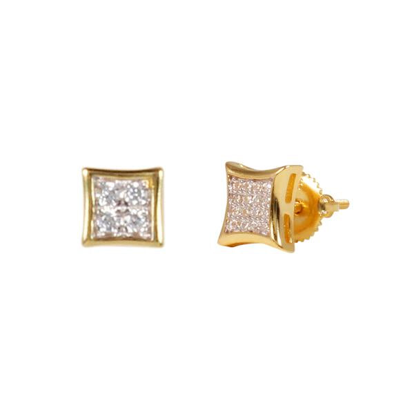 7mm Iced Square Earring Gold