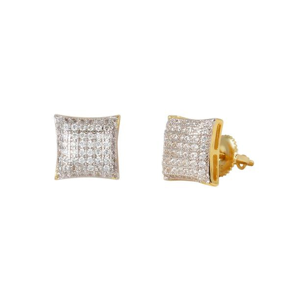 9mm Ice Out Square Earrings Gold