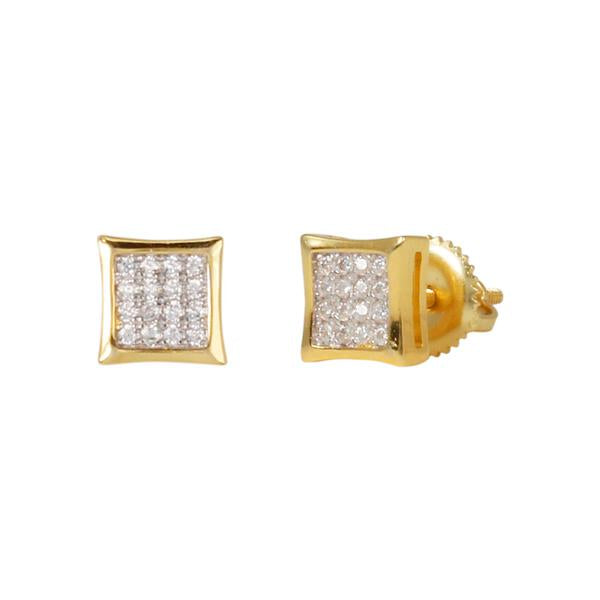 6mm Iced Out Square Earringss Gold Tone
