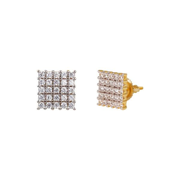 9mm Iced Square Earring Gold