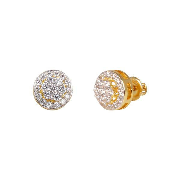 10mm Iced Out Round Cluster Earrings Gold