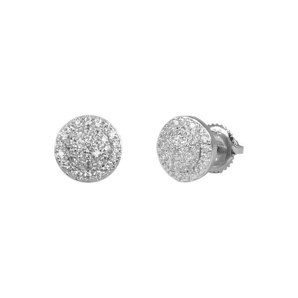 8mm Iced Round Cluster Earring Silver
