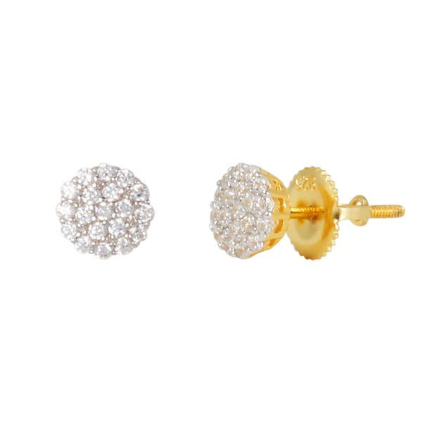 6mm Iced Round Cluster Earring Gold