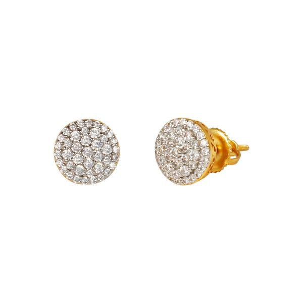9mm Iced Round Cluster Earring Gold
