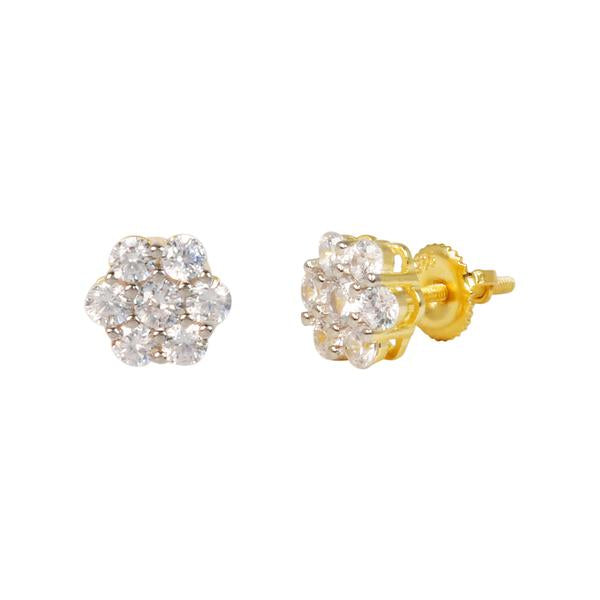 9mm Round Cluster Earrings Gold