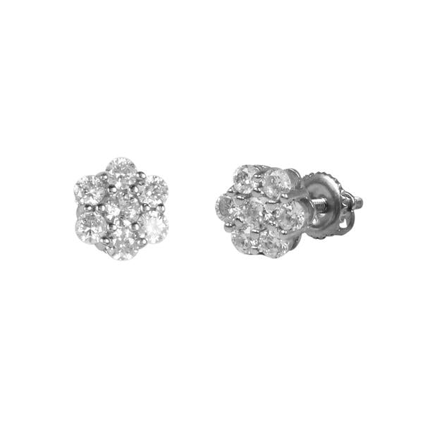 9mm Round Cluster Earrings  Silver