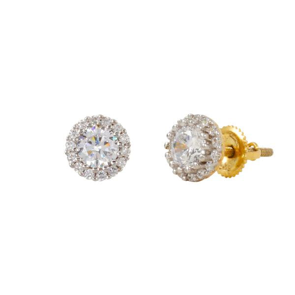 7mm Round Solitaire Screwback Earrings Gold