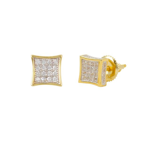 6mm Iced Out Square Earrings Gold