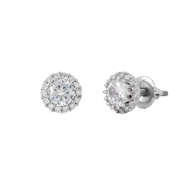 7mm Round Solitaire Screwback Earrings Silver