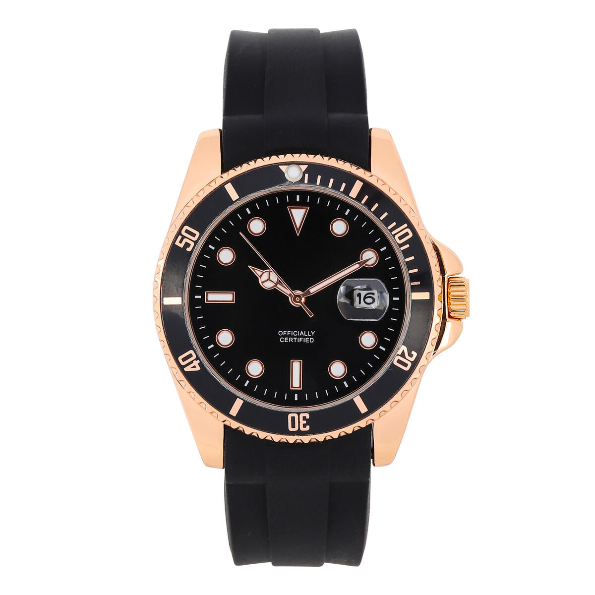 Men's Round Silicone Band Watch 40mm Rose Gold