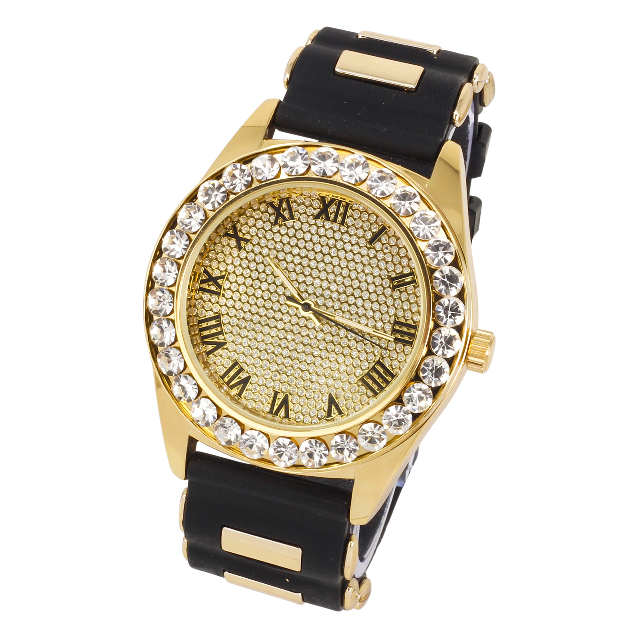Men's Round Bullet Band Watch 45mm Gold- Roman Dial