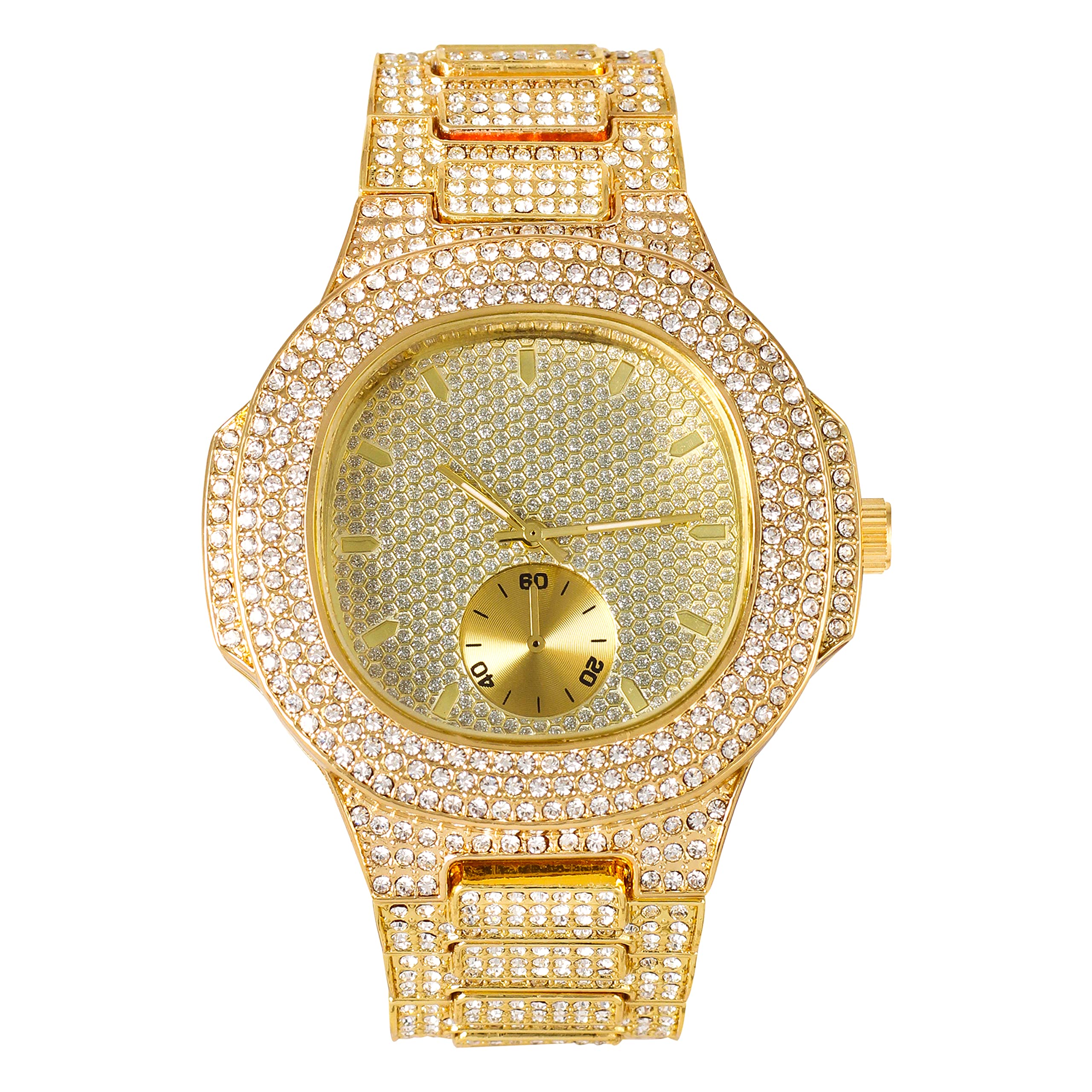 Men's Iced Out Watch 50mm Gold - Square Dial