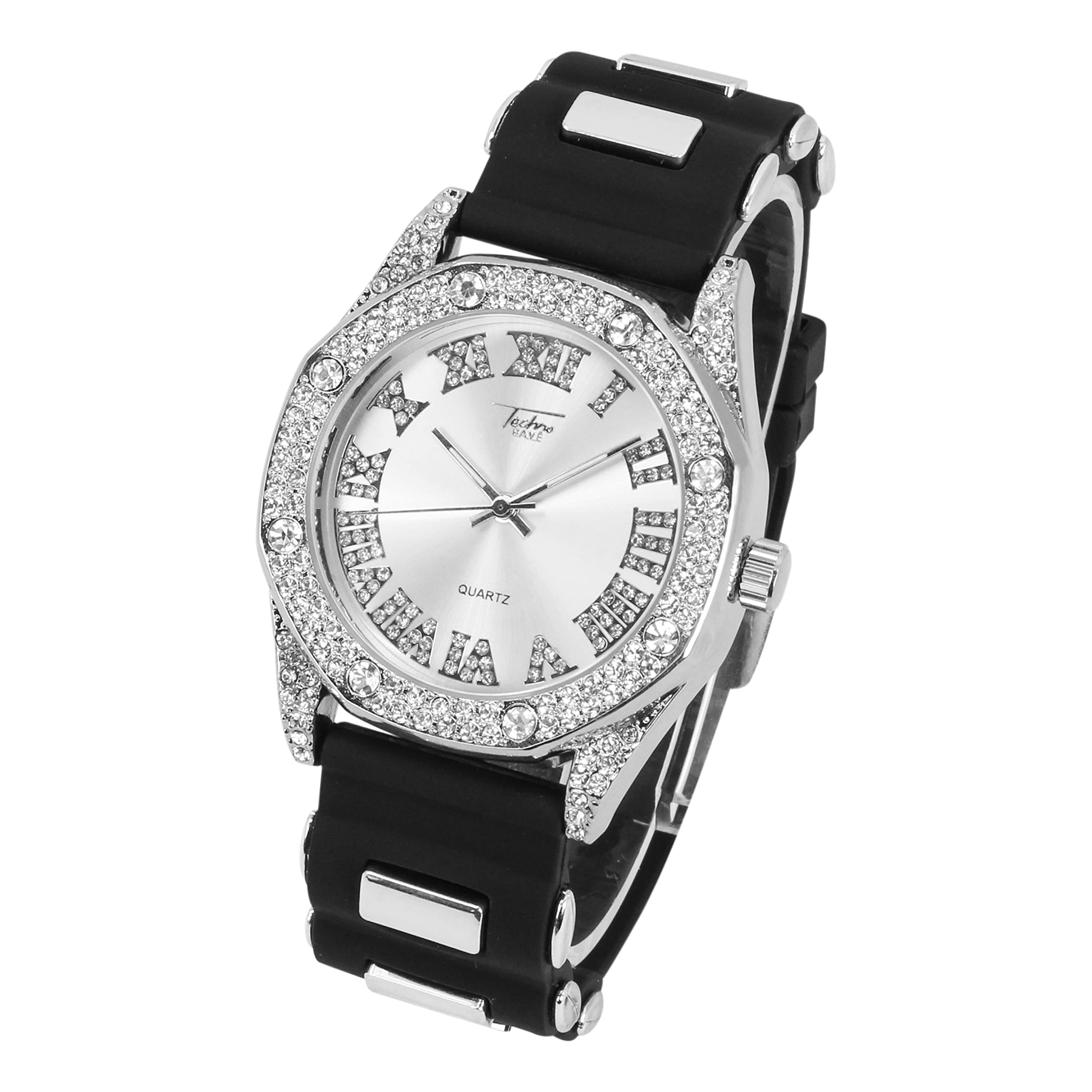 Men's Round Bullet Band Watch 43mm Silver - Roman Dial