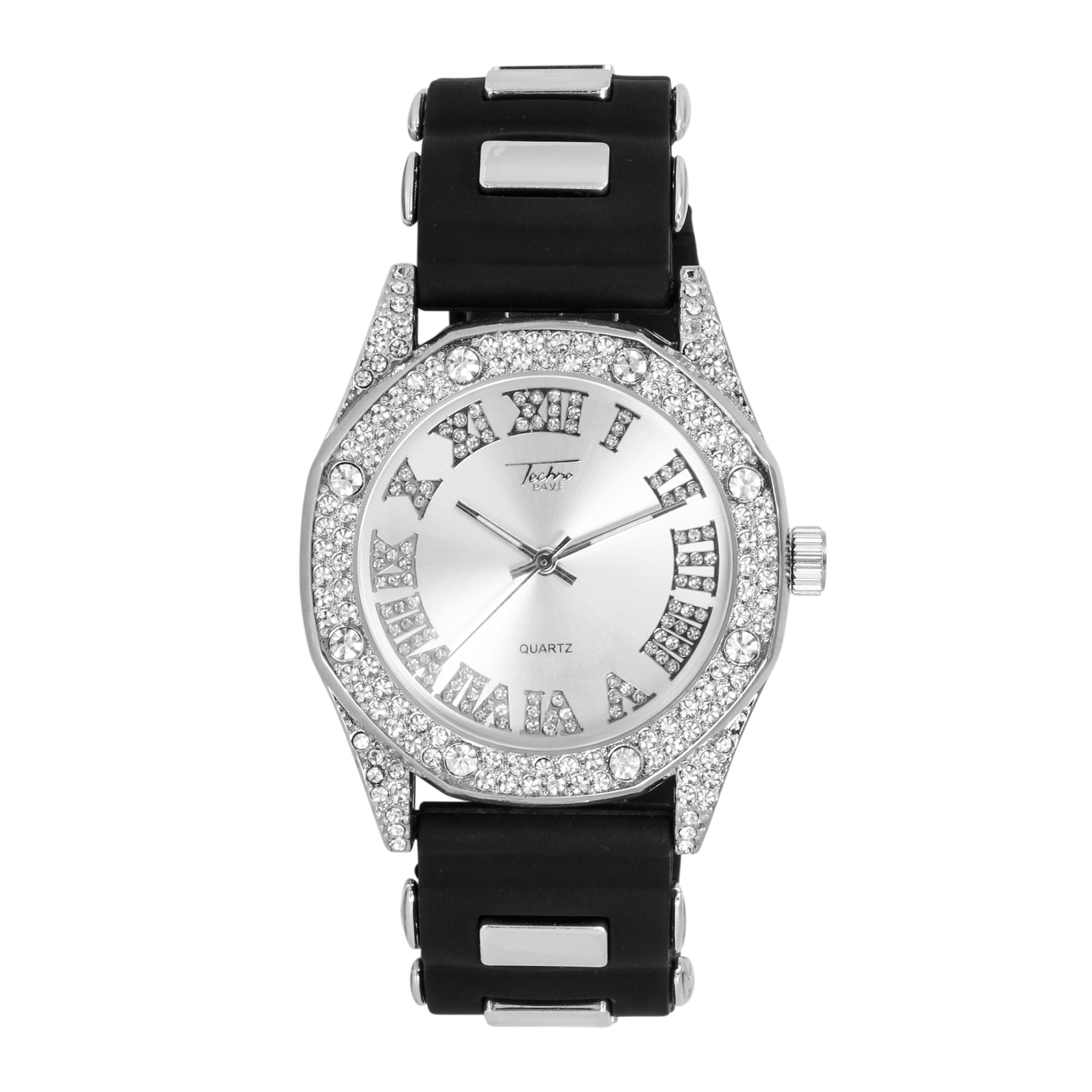 Men's Round Bullet Band Watch 43mm Silver - Roman Dial