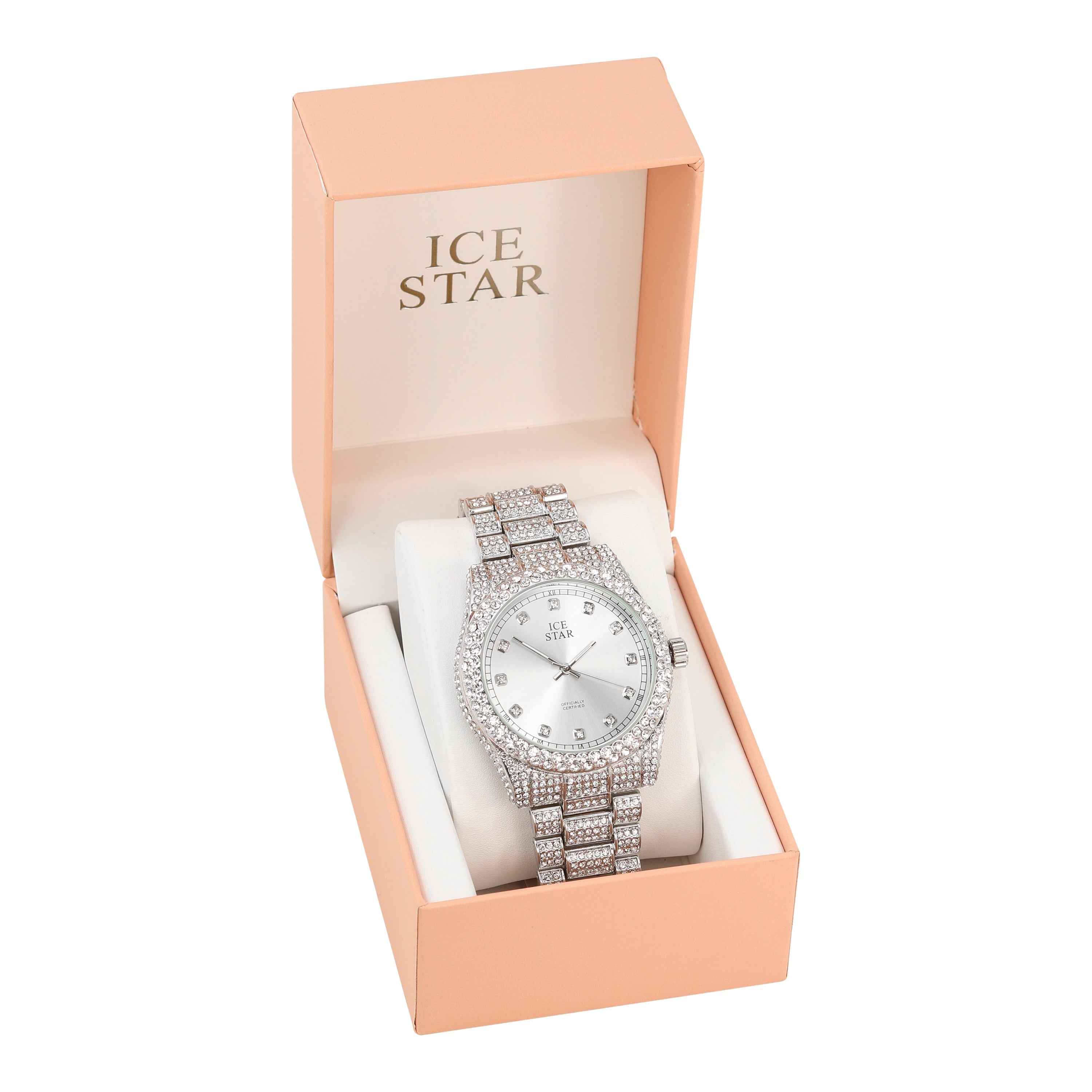 Women's Iced Out Watch 42mm Silver