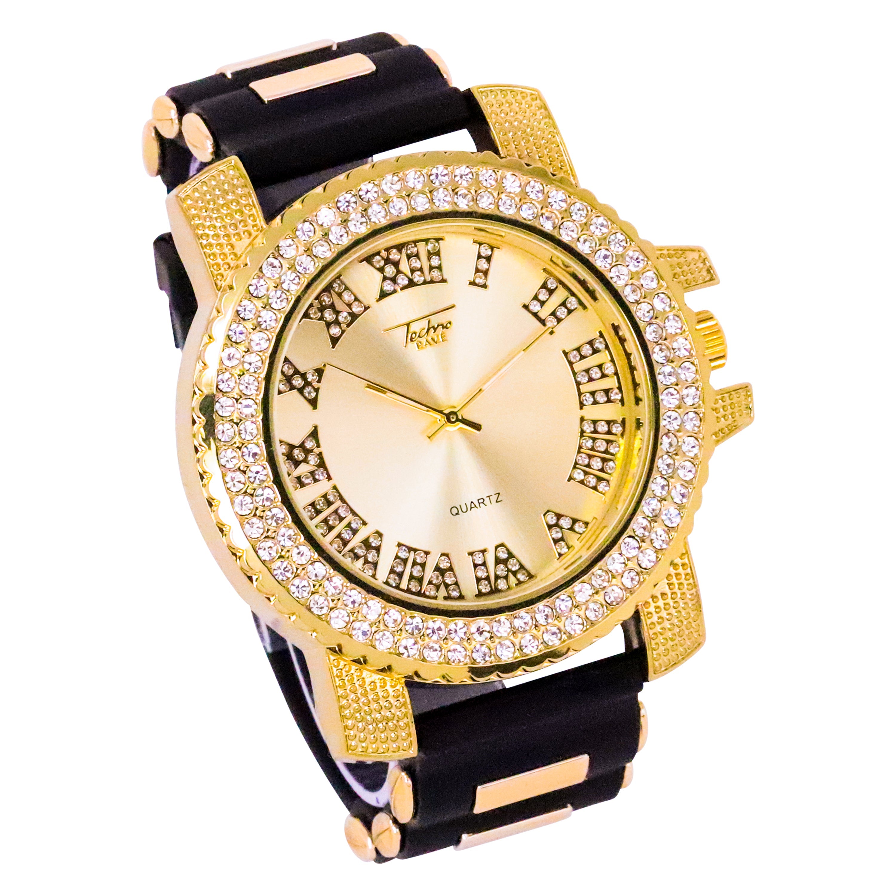 Men's Round Bullet Band Watch 46mm Gold - Roman Dial
