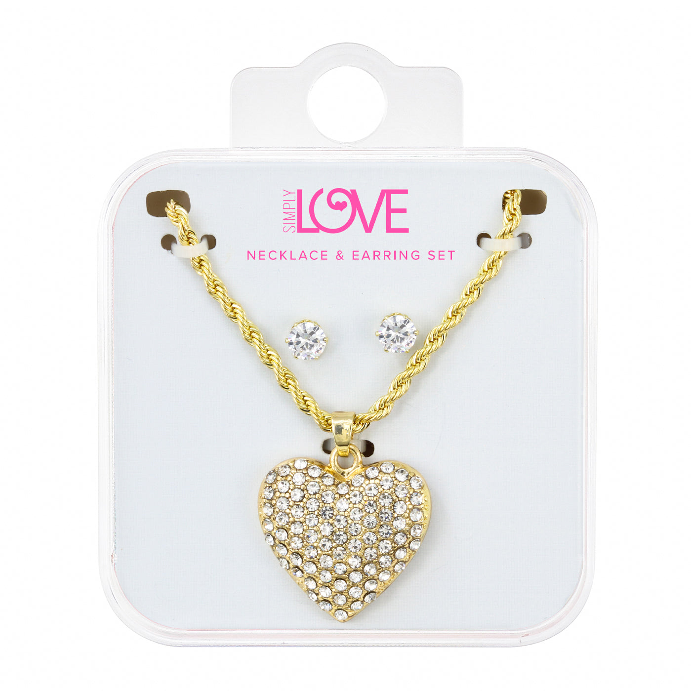 Women's Heart Rope Necklace & Earring Set