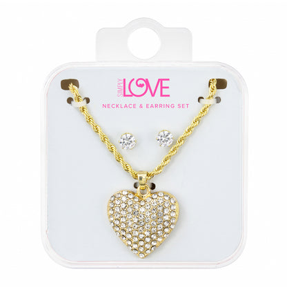 Women's Heart Rope Necklace & Earring Set